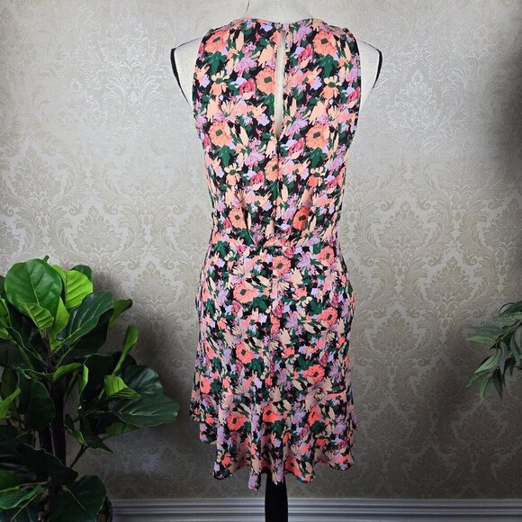 J Crew Mercantile Size 4 Floral Print Sleeveless Dress Ruffle Hem Keyhole Back - Picture 8 of 16